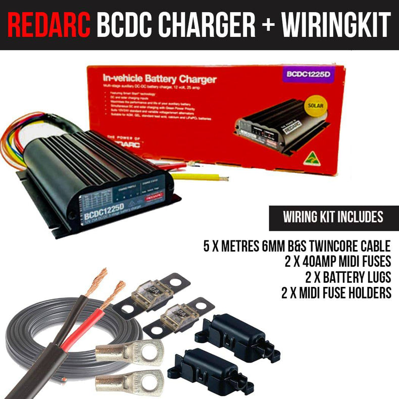 Redarc BCDC 12V Dual Battery Charger + Bonus Wiring Kit