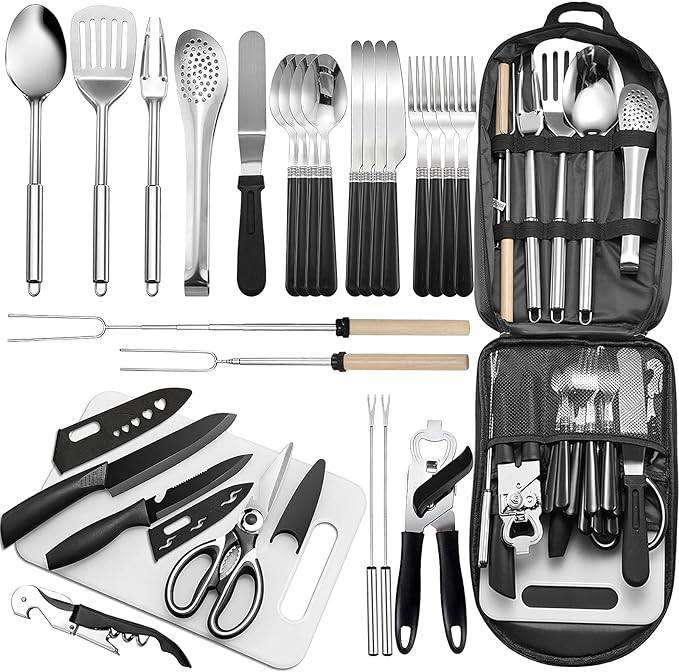 Cooking Fin Set Camp Cooking Set - Cooking Utensils & Cutlery Bag