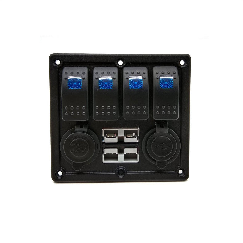12V 4way Rocker Switch Panel | 50amp Dual Anderson | USB Input