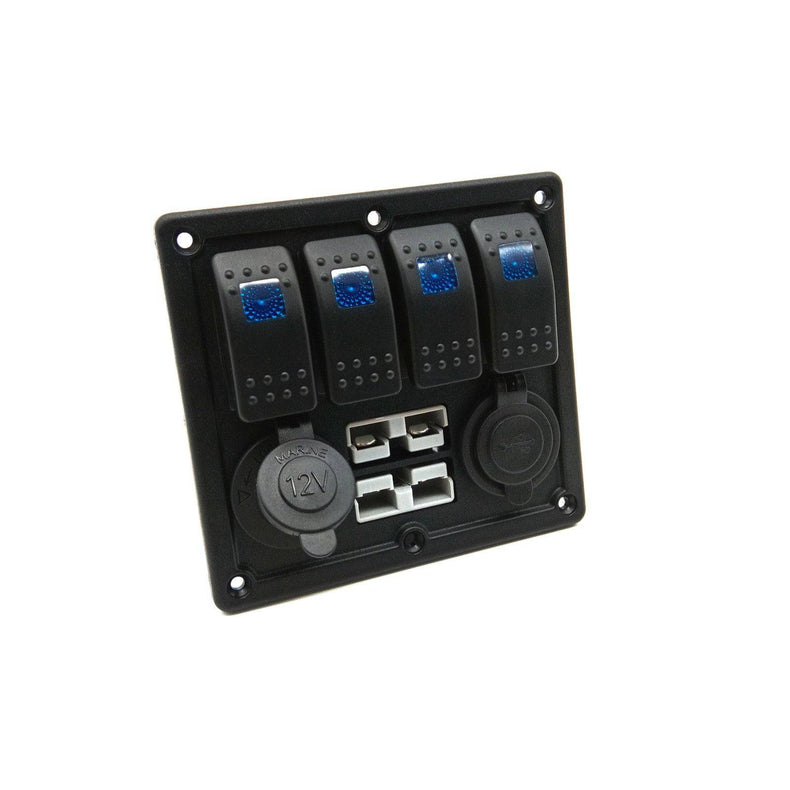 12V 4way Rocker Switch Panel | 50amp Dual Anderson | USB Input