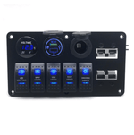 12V Switch Panel Anderson | 5 x Rocker Switch, Ciggie, USB QC 3.0 & Voltmeter