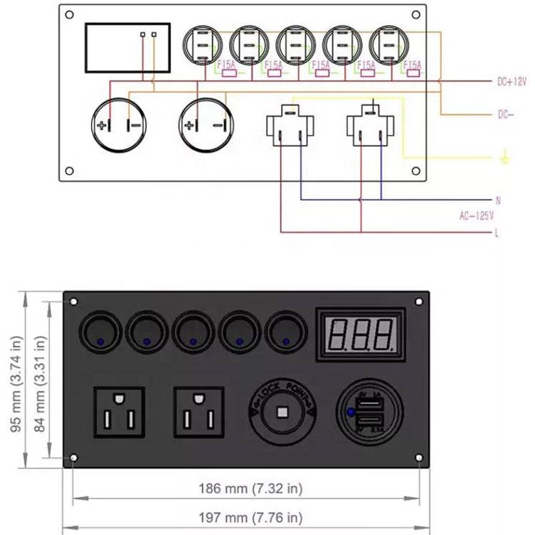 5 Gang Switch Panel | with AC / Usb Outlets