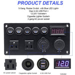 5 Gang Switch Panel | with AC / Usb Outlets