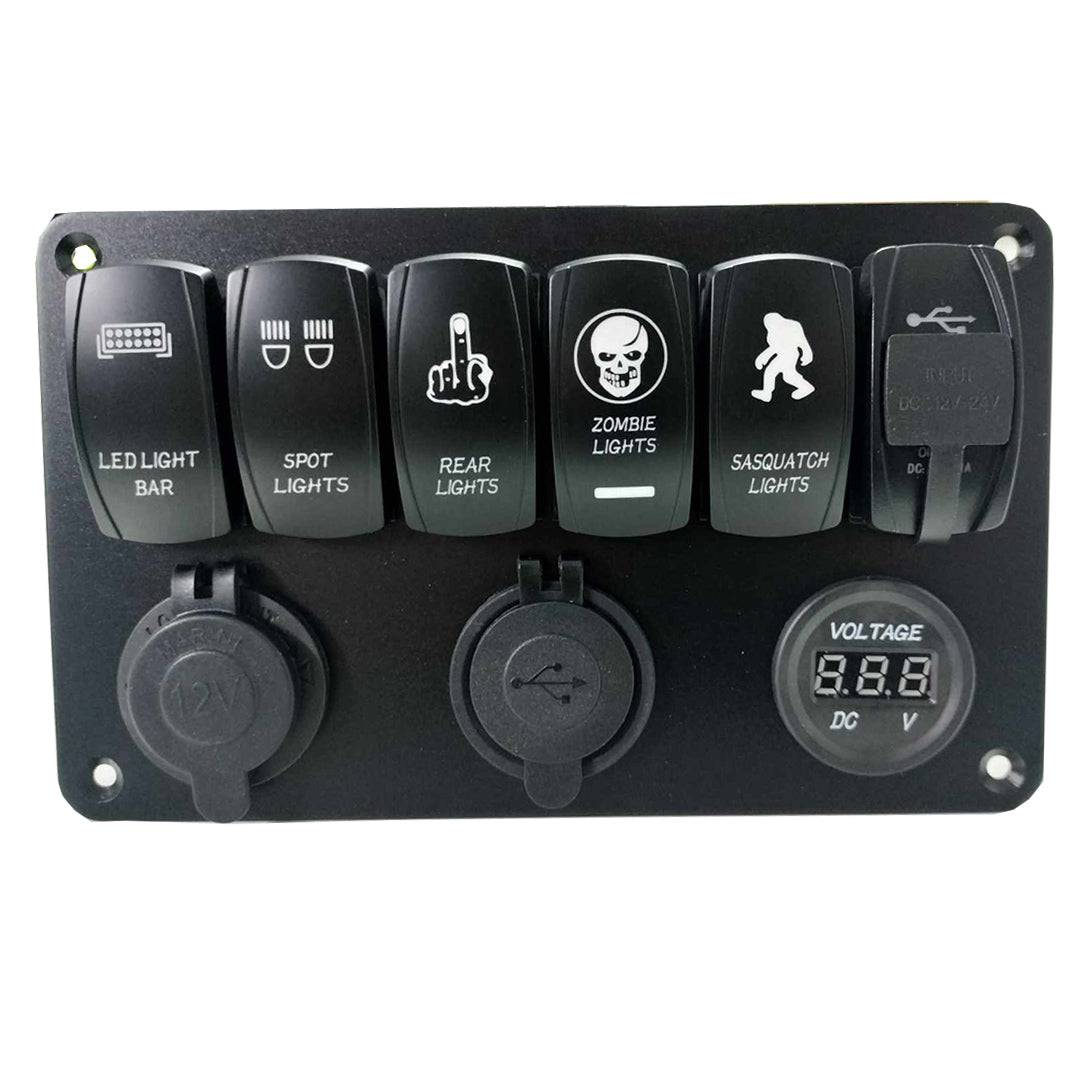 12v Switch Panel - 6 Gang Beast Mode | Voltage Meter | Ciggie | USB  Panel