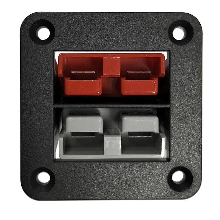 Dual 50A Anderson Flush mount 2 hole panel | Red Grey 50A Connector