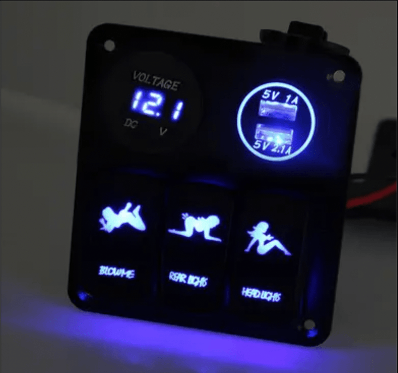 Rocker Switch Panel 12V 3Pin | Blue LED | Blow Me | Rear Lights | Head lights