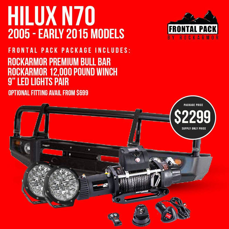 Frontal Pack Bull Bar Winch Spotties Suits - Toyota Hilux | 04/2005 - 08/2015 | Rockarmor