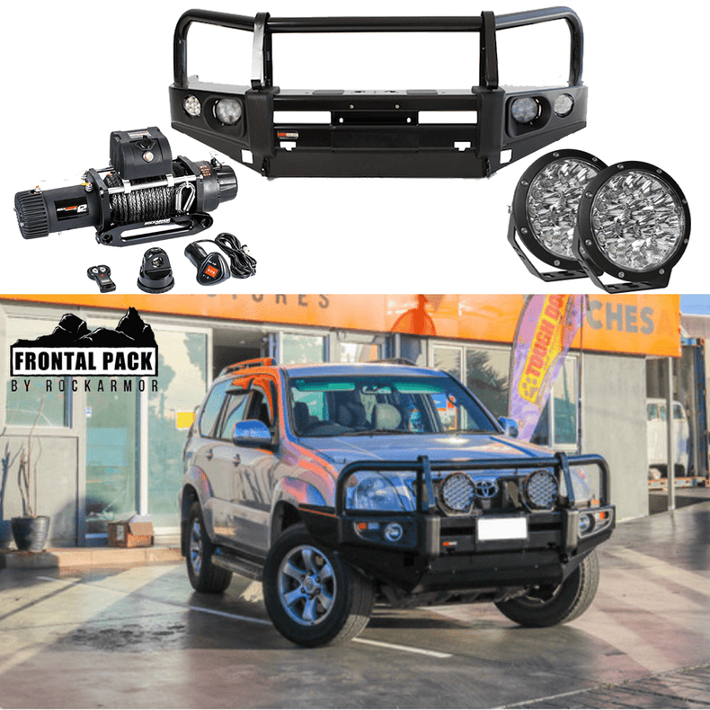 Prado 120 Frontal Pack - Bull Bar, Winch, LED Spotties