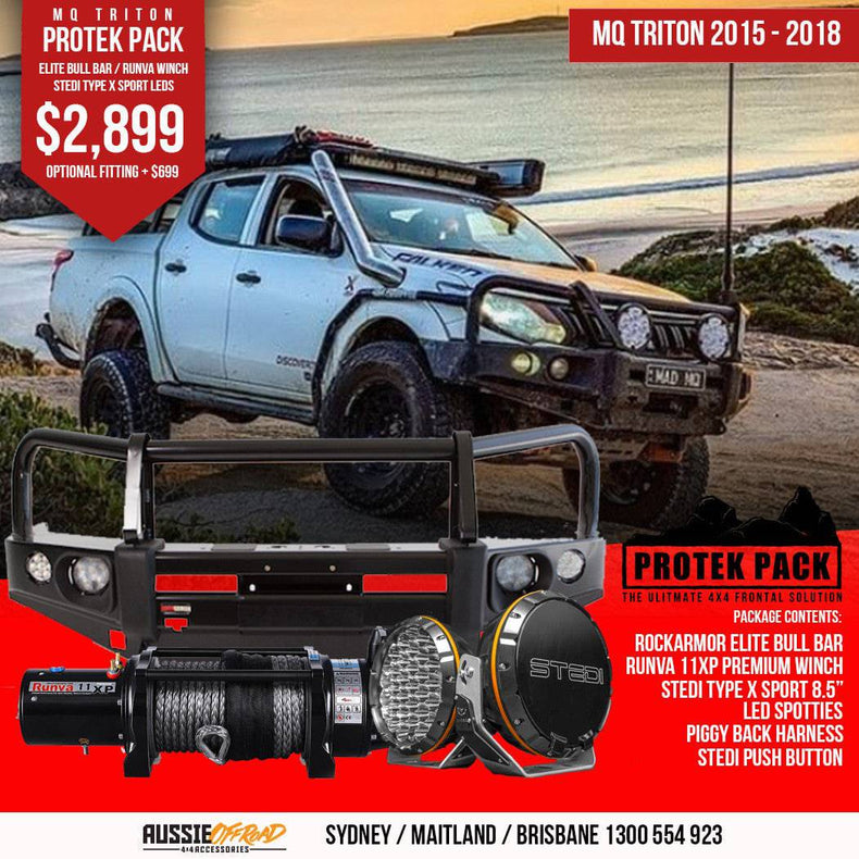 Mitsubishi MQ Triton Protek Pack - Bull Bar, Runva Winch, Stedi lights