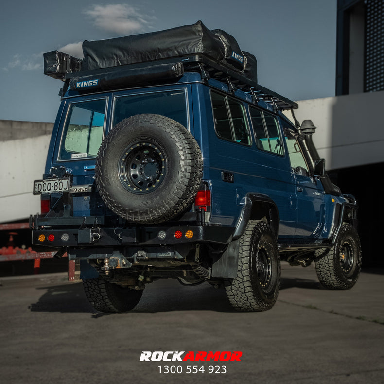 troopy rear bar rockarmor spare wheel carrier
