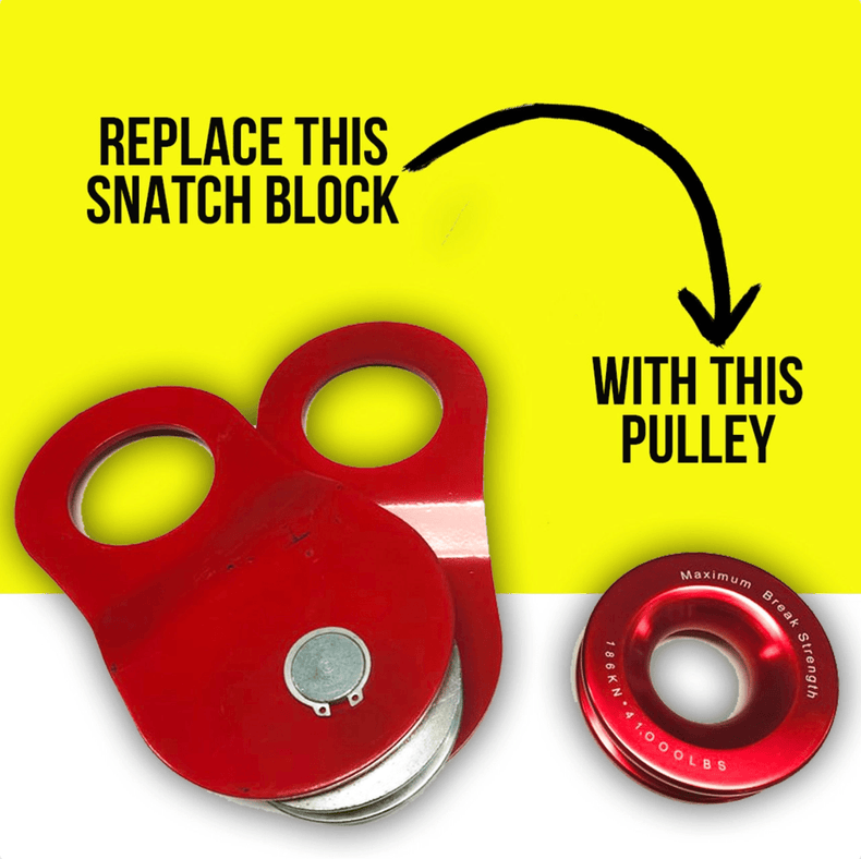 18,000kg 100mm | Winch Rope Soft Shackle Ring Pulley | BLACK | Rockarmor