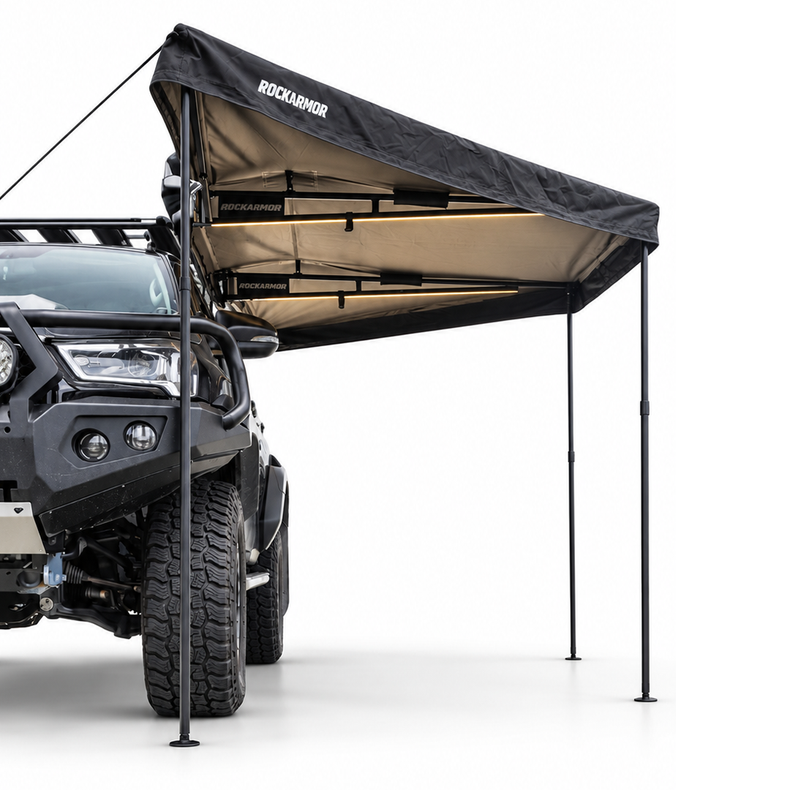 180 awning free standing with led lights rockarmor 