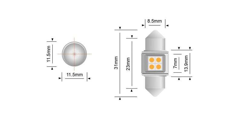 STEDI FESTOON 31MM LED BULBS (PAIR)