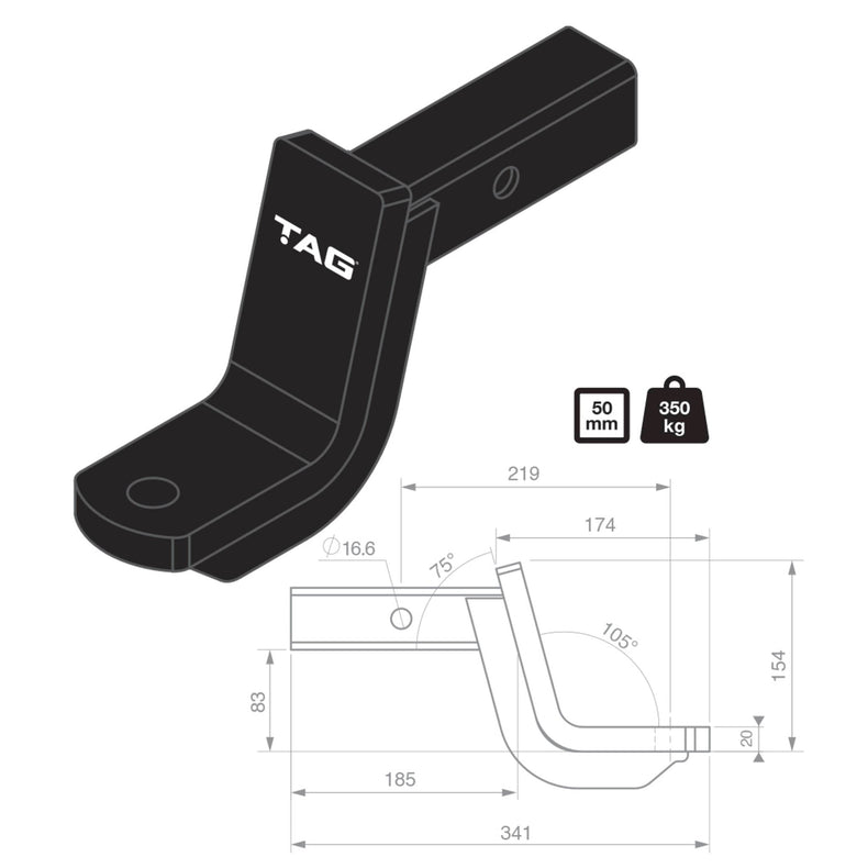 TAG Tow Ball Mount Kit for Toyota Landcruiser (08/2007 - 12/2021)